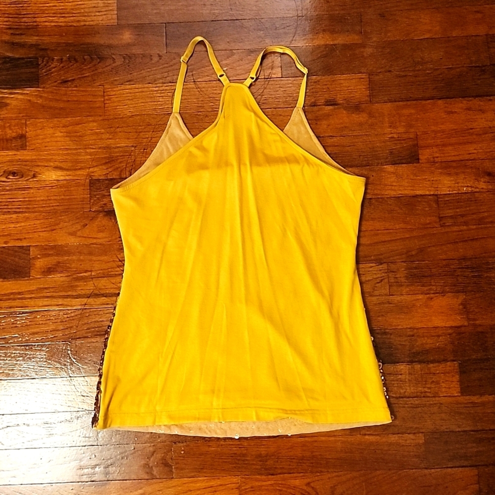 🔥SALE Gold Sequined Racerback Tank Top - Picture 2 of 4